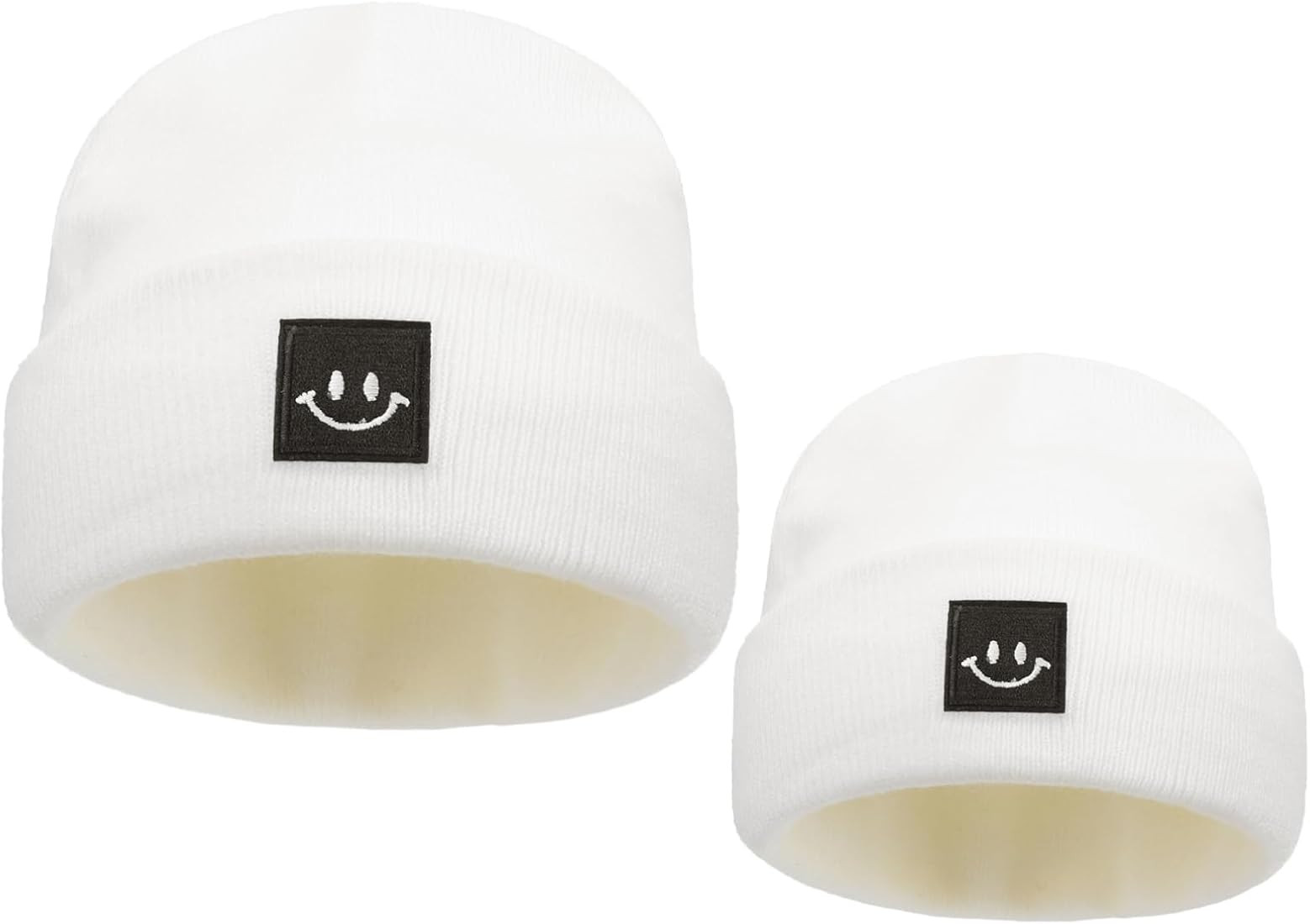 2Pcs Parent-Child Beanie Hat,Toddler Smile Face Winter Warm Knit Hat,Women Ski Cap for Mother&Bab... | Amazon (US)
