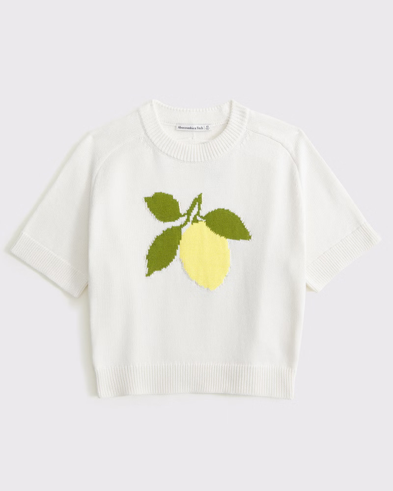 Abercrombie & Fitch Women's The A&F Madeline Lemon Crew Sweater Tee in Cream - Size XXS | Abercrombie & Fitch (US)
