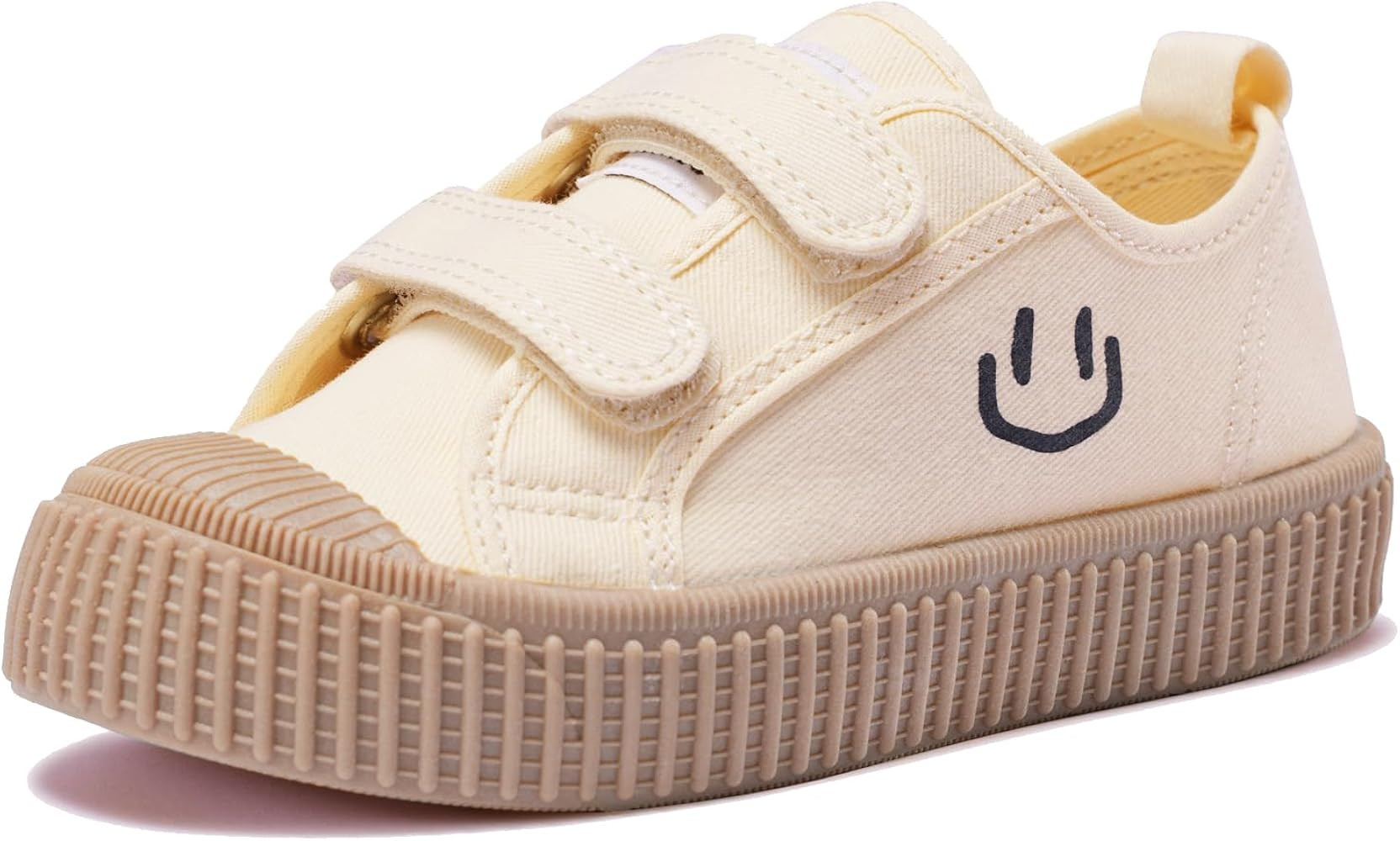 Toddler Shoes for Boys & Girls, Canvas Dual Hook and Loops Sneakers with Candy-Colored Sole | Amazon (US)