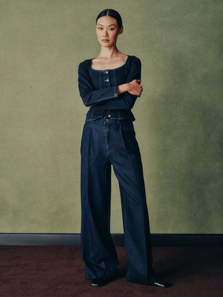 Hepburn Wide Leg High Rise Pleated 32" Jeans | River Valley | DL 1961 Women