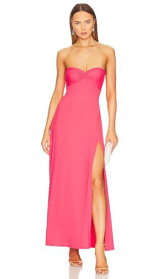 Twist Front Strapless Dress in Watermelon Red Dress | Strapless Dress | Long Red Dress | Red Gown | Revolve Clothing (Global)