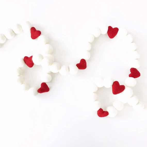 Valentine’s Day Felt Ball Garland | Valentine's Decorations | Pom Pom Garland | Felt Heart Garl... | Etsy (US)