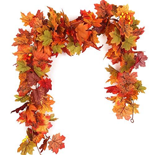 Lvydec 2 Pack Maple Leaves Fall Garland - 5.8ft/Strand Artificial Fall Foliage Garland Colorful Autu | Amazon (US)