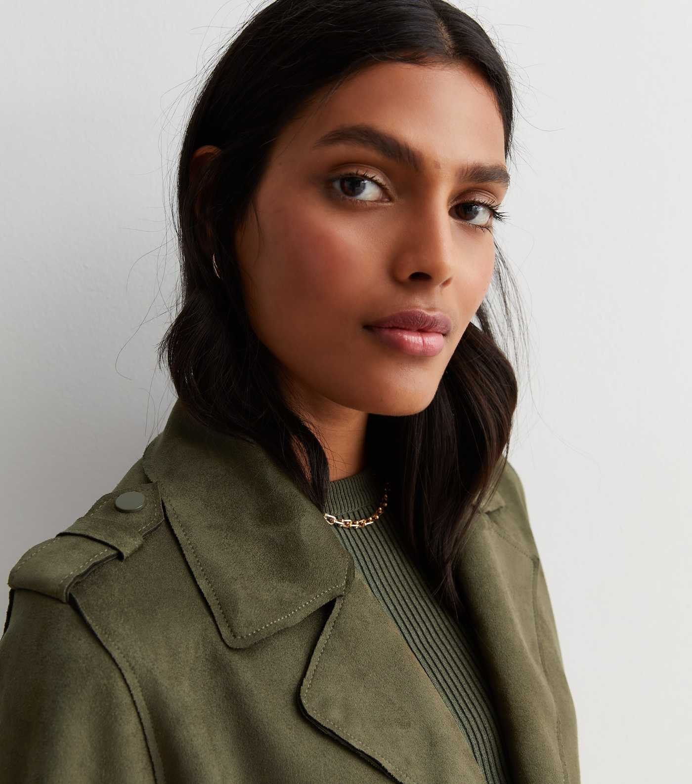 Olive Suedette Belted Mac | New Look | New Look (UK)