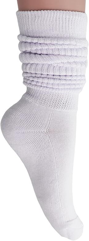 AWS/American Made Women's Extra Long Heavy Slouch Cotton Socks Size 9 to 11 | Amazon (US)