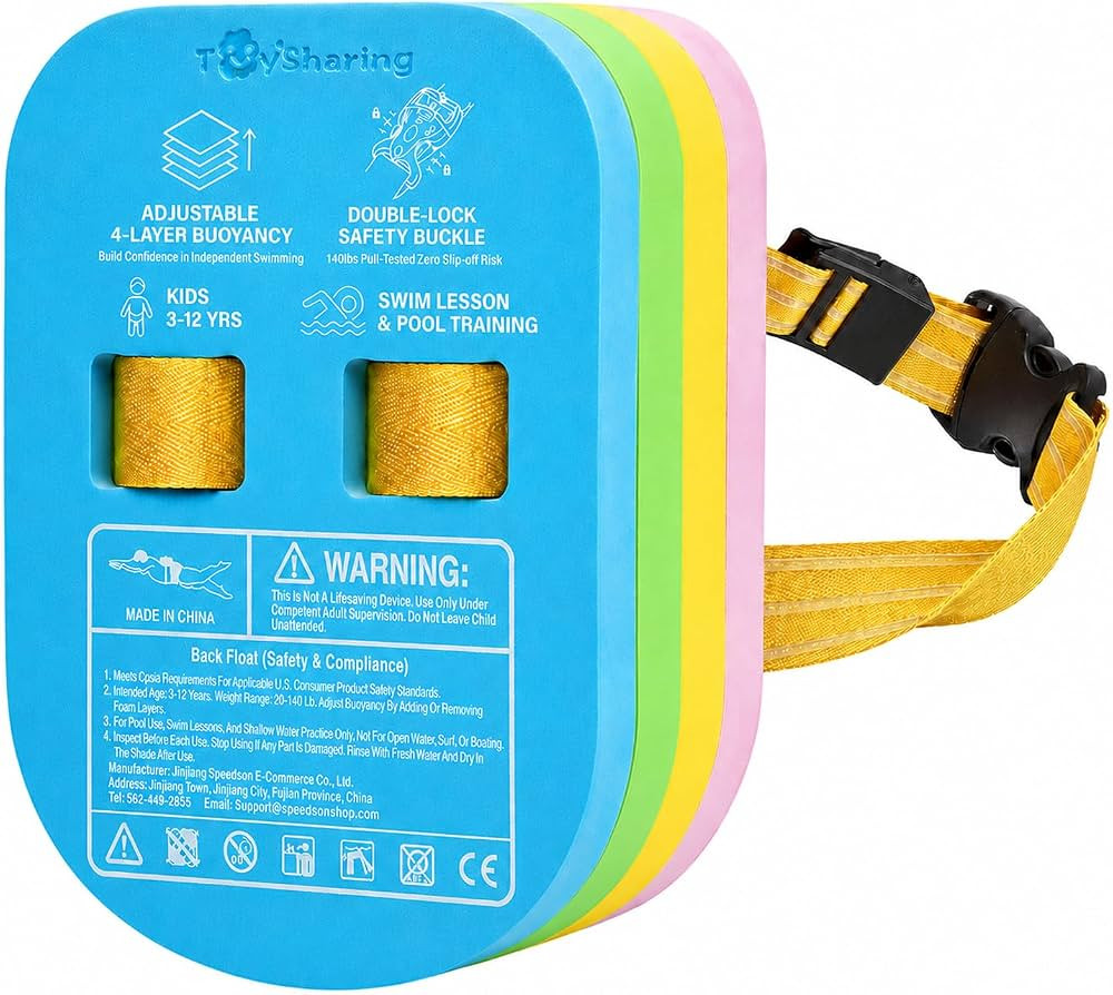 Swim Float Kids Back Belt: Pool Safe Dual-Lock Buckle 140lbs Pull-Tested - Zero Slip-Off Risk Tra... | Amazon (US)