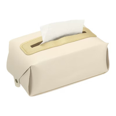 Unique Bargains PU Leather Home Car Office Decorative Tissue Box Cover Beige | Target
