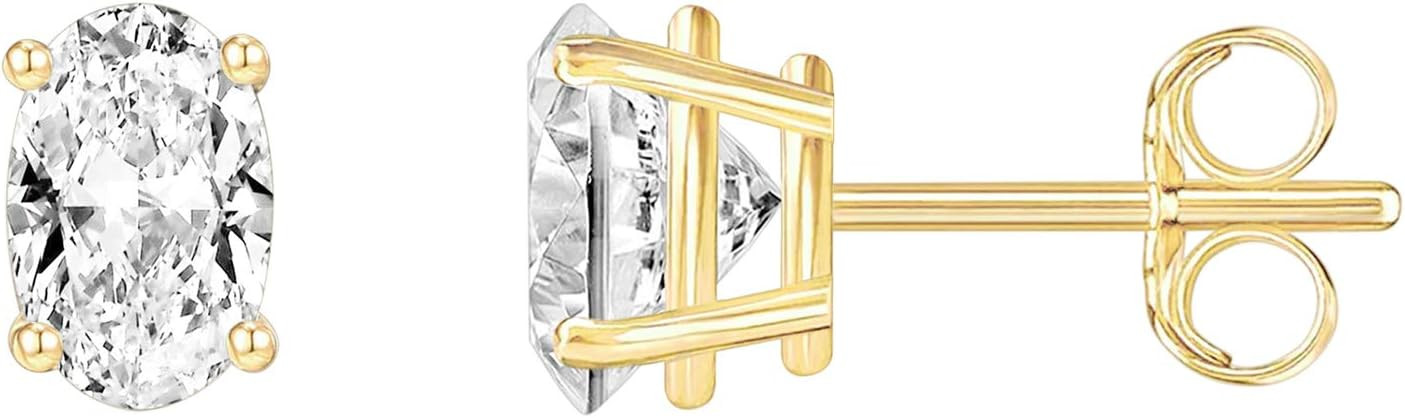 PAVOI 14K Gold Plated Sterling Silver Cubic Zirconia Stud Earrings for Women | Simulated Diamond ... | Amazon (US)