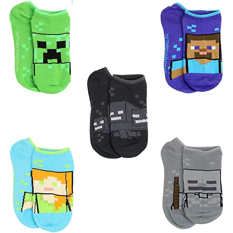 SOCKS BOYS X5 - MINECRAFT ENDERMAN - SZ SHOE SZ 7-10 BOYS - NO SHOW 5 PACK | Walmart (US)