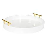 Kate And Laurel Lipton Modern Round Tray, 15.5" Diameter, White and Gold, Decorative Accent Tray ... | Amazon (US)
