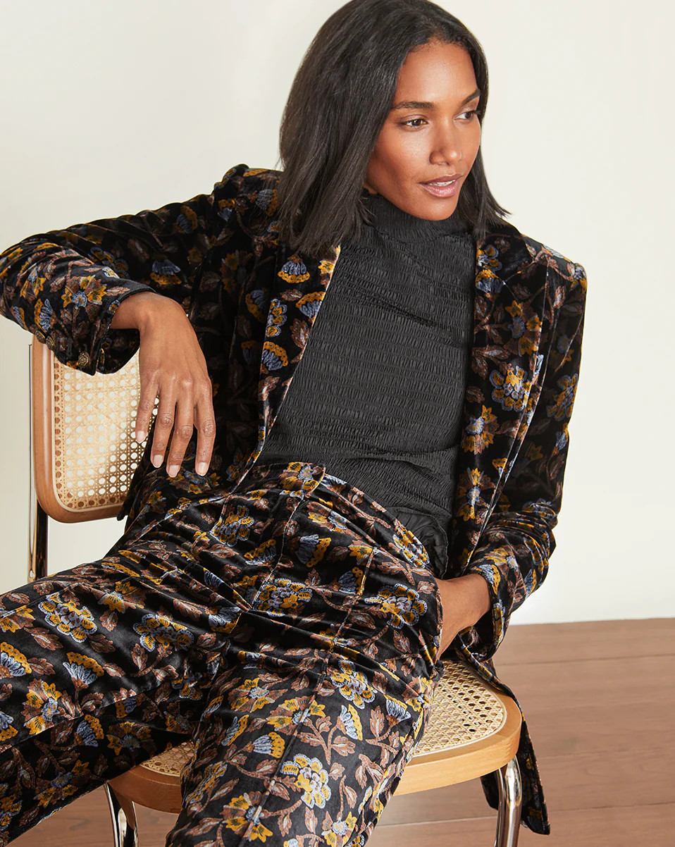 Long & Lean Floral Velvet Dickey Jacket | Veronica Beard