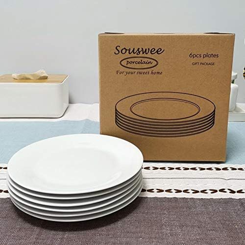 Salad Dessert Plate 7.5inch White Porcelain Dinner Set of 6 with Round Flat Design Good for the Gift | Amazon (US)