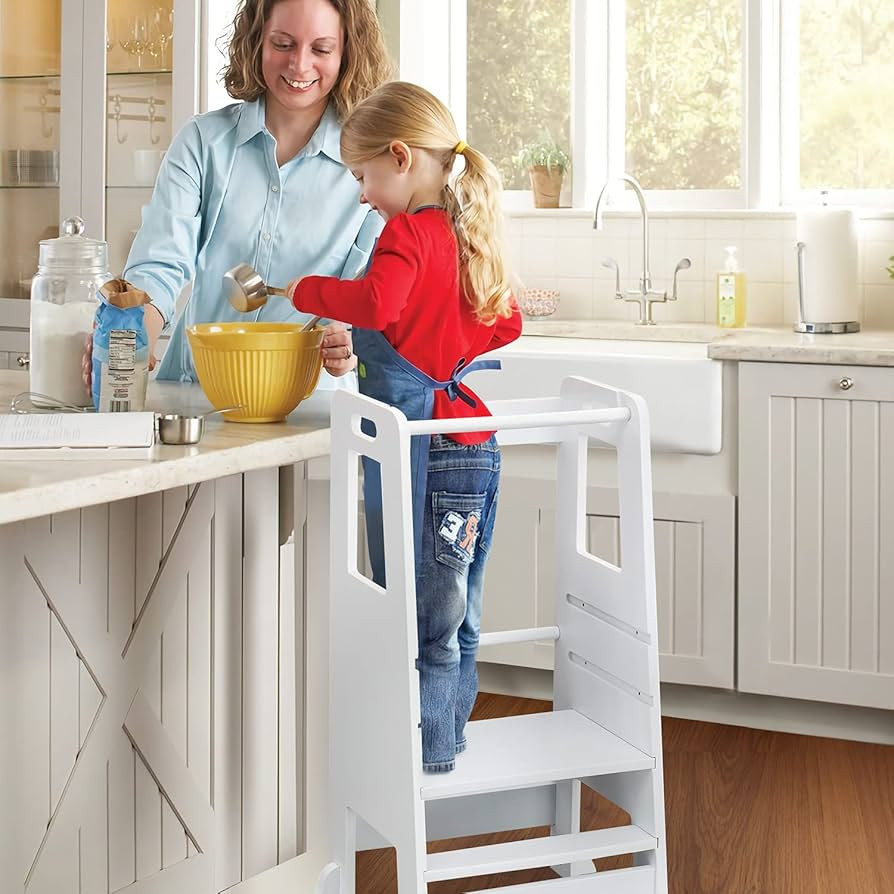 Toddler Tower – Montessori Step Stool for Toddlers with Safety Guardrails, Adjustable Kids Kitc... | Amazon (US)