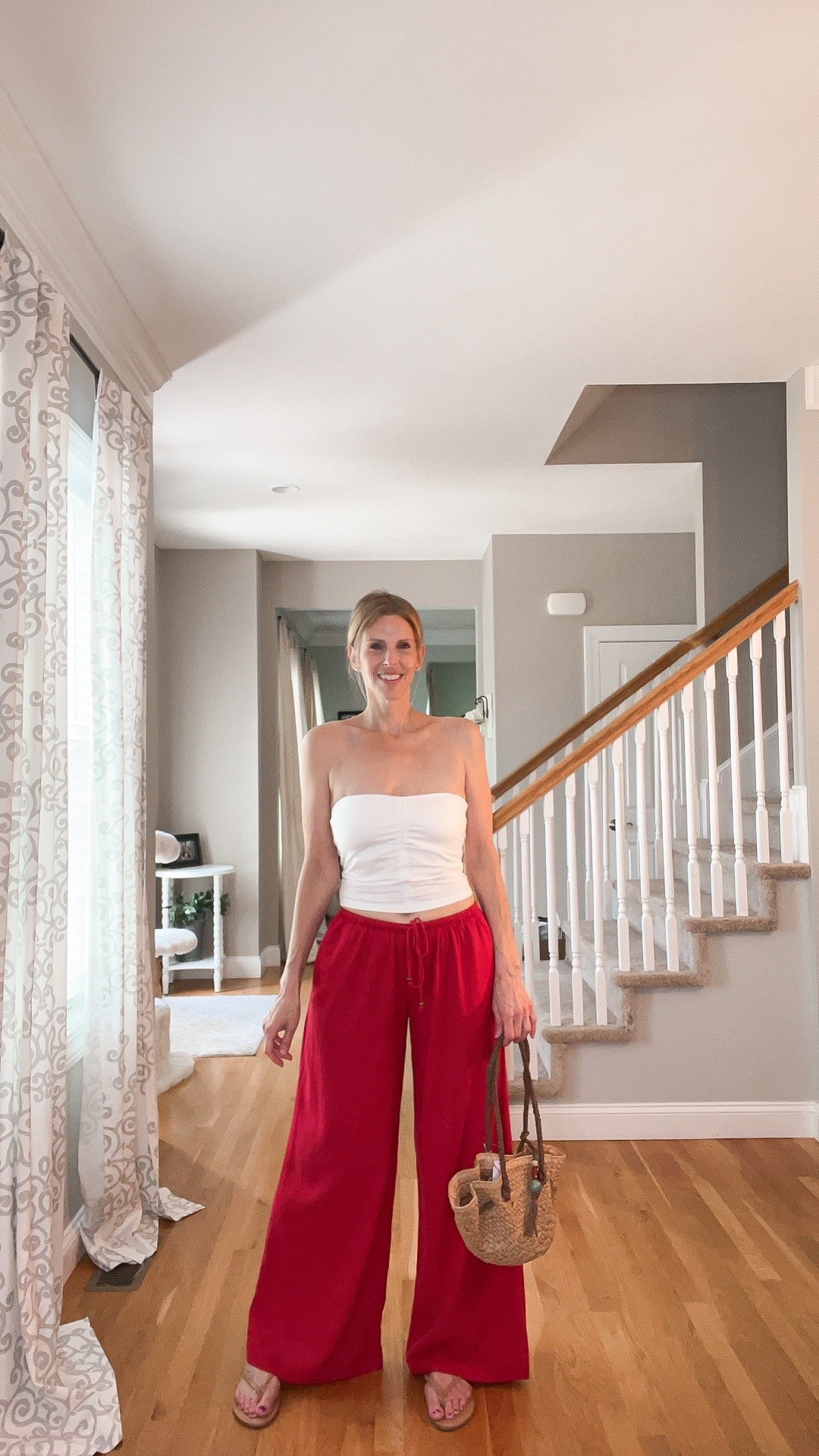 ❤️✨ Adding a pop of color

These flowy Target pants are lightweight, comfortable, and impossible not to love. Paired with a white tube top, sandals, and a straw bag for an easy summer look. ☀️👜

#LTKOver40 #LTKSeasonal