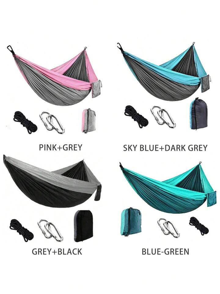 Outdoor Camping Hammock With Assoretd Colors, Portable Hammock With Tree Straps, Lightweight Nylo... | SHEIN