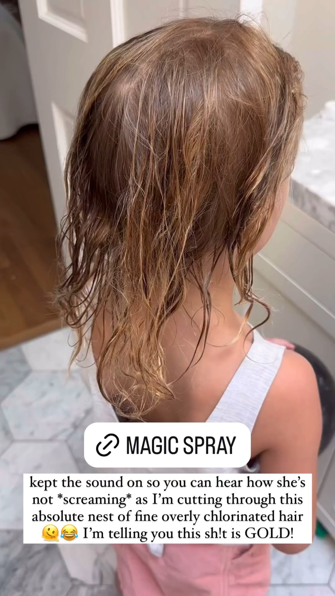 love this magic spray // kept the sound on so you can hear how she's not *screaming* as I'm cutting through this absolute nest of fine overly chlorinated hair - I'm telling you this sh!t is GOLD!

#LTKKids #LTKSwim #LTKFindsUnder50