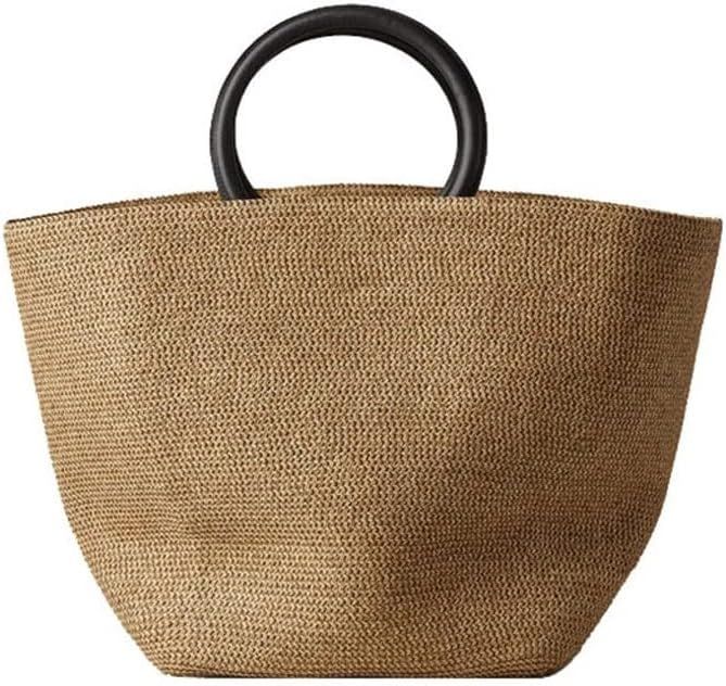 Female Shopper Handbag Simple Straw Shoulder Bag Handmade Bag | Amazon (US)
