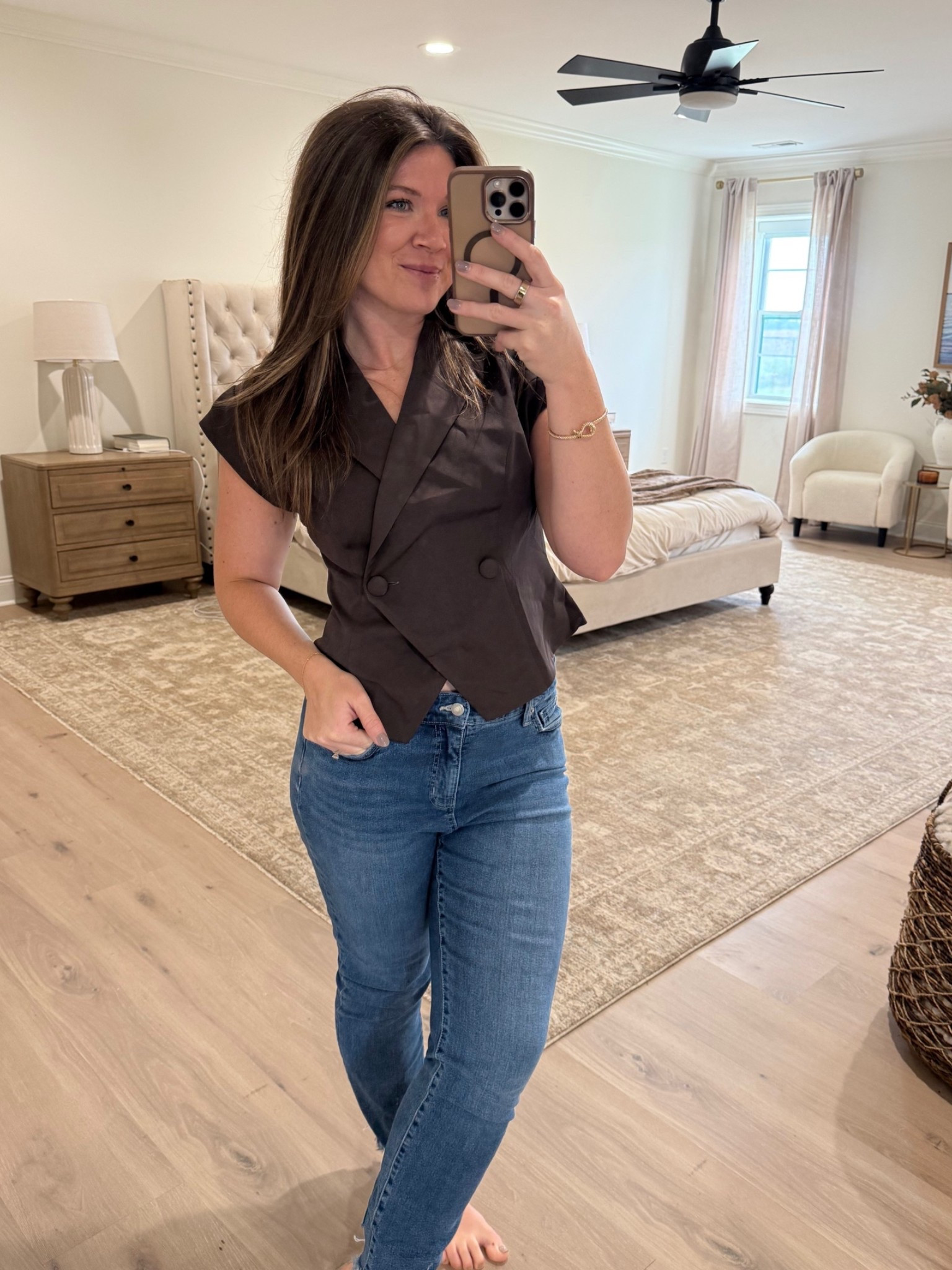 The easiest way to make jeans feel a little more elevated 🤎 This tailored vest + denim combo is such a good transitional fall look. Easy, flattering, and perfect for work, lunch, or everyday. Linking the full look! @Walmart

#LTKootd #LTKSeasonal #LTKWorkwear
