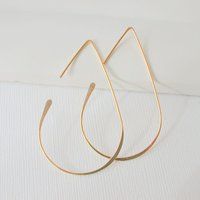 Hoop Earrings Threader Earrings Gold Hoop Earrings Open Hoop Earrings Medium Teardrop Hoops Sterling Teardrop Hoops. Rose teardrop hoops | Etsy (US)