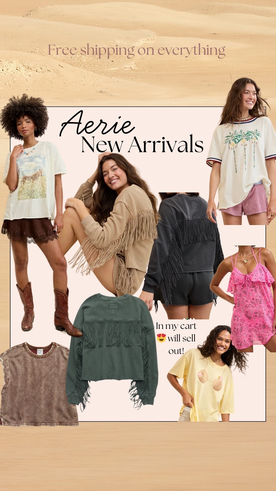 Free shipping!!!! These new Aerie arrivals are so so cute! I ordered the fringe top! 

#LTKActive #LTKFestival