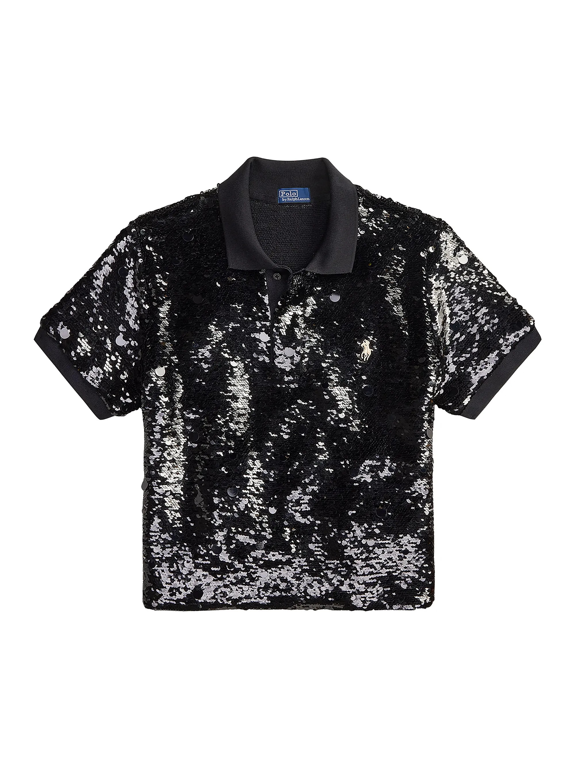Polo Ralph Lauren Sequined Slim-Fit Polo Top | Saks Fifth Avenue | Saks Fifth Avenue
