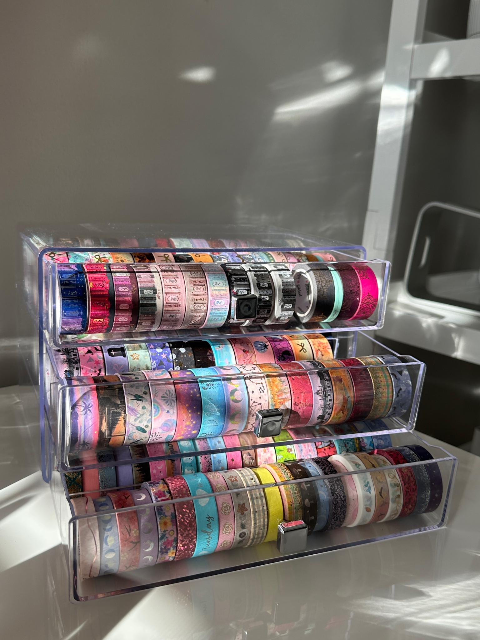 This washi tape organizer is giving me life 🤌🏽 I love how sleek this three drawer organizer is. It holds so many washi rolls and each drawer has 3 perfect size dividers to keep washi organized. It’s also perfect for organizing other things like makeup, pens, and other craft supplies  

#LTKHome