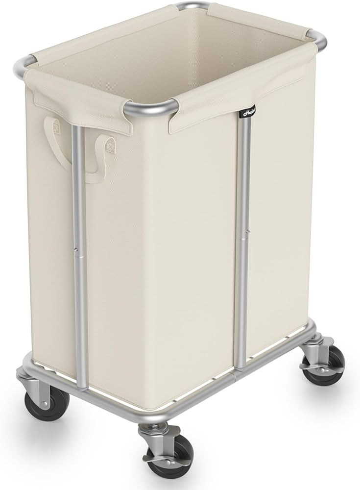 Laundry Basket with Wheels, Rolling Laundry Hamper 170L Large Dirty Clothes Hamper Cart with Meta... | Amazon (US)
