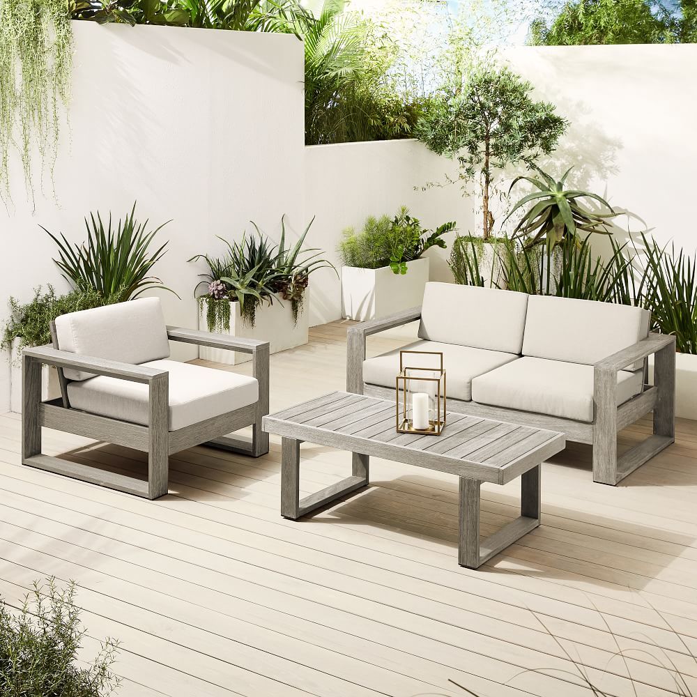 Portside Outdoor Sofa, Lounge Chair &amp; Coffee Table Set | West Elm (US)