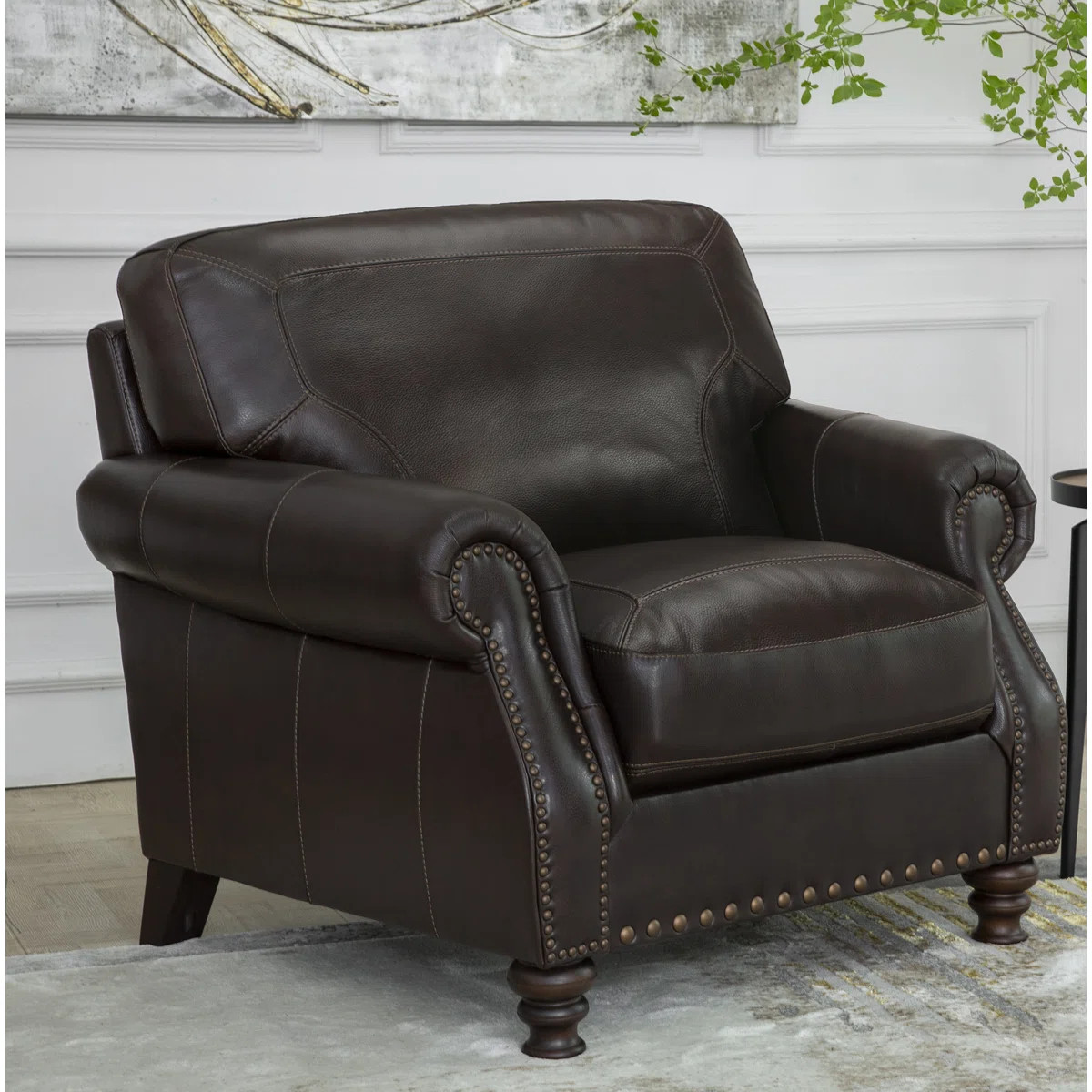 Lark Manor™ Ellard Genuine Leather Rolled Arm Accent Chair & Reviews | Wayfair | Wayfair North America
