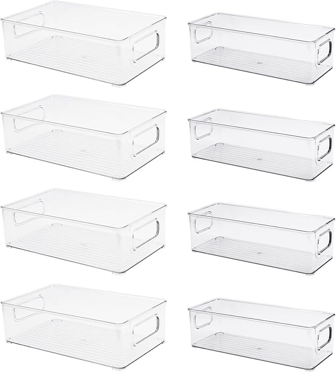8 Pcs Plastic Storage Bins for Freezer, Pantry, Countertop, Cabinet Organization, Stackable Food ... | Amazon (CA)