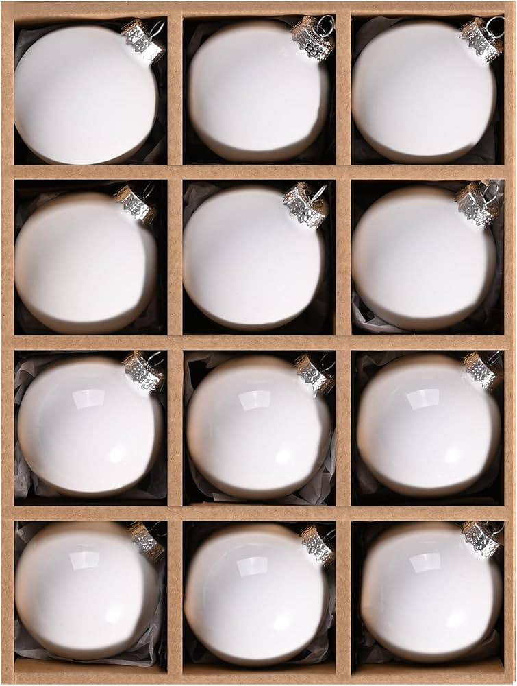 WDS WONDROUS 12Pcs White Christmas Ball Ornaments, 2.36” Matte and Shiny Glass Ornaments Set fo... | Amazon (US)