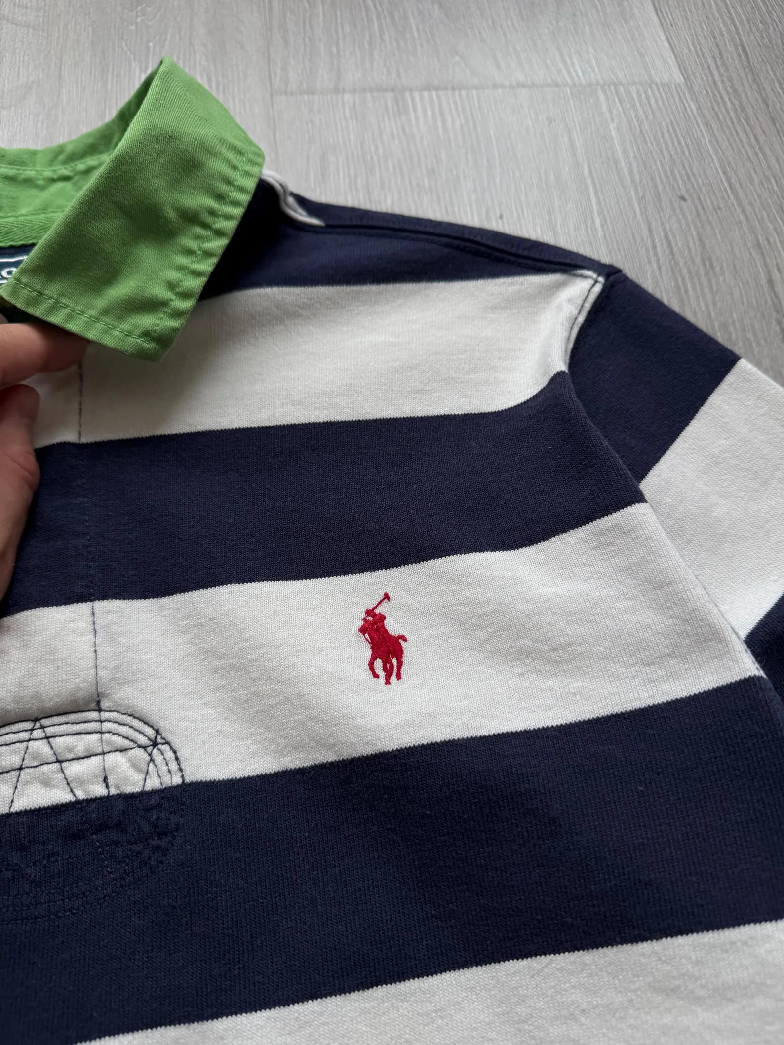 Vintage Polo Ralph Lauren Rugby Striped Polo Shirt Longsleeve White/Navy Mini Horse Logo Y2K | Etsy (Global)