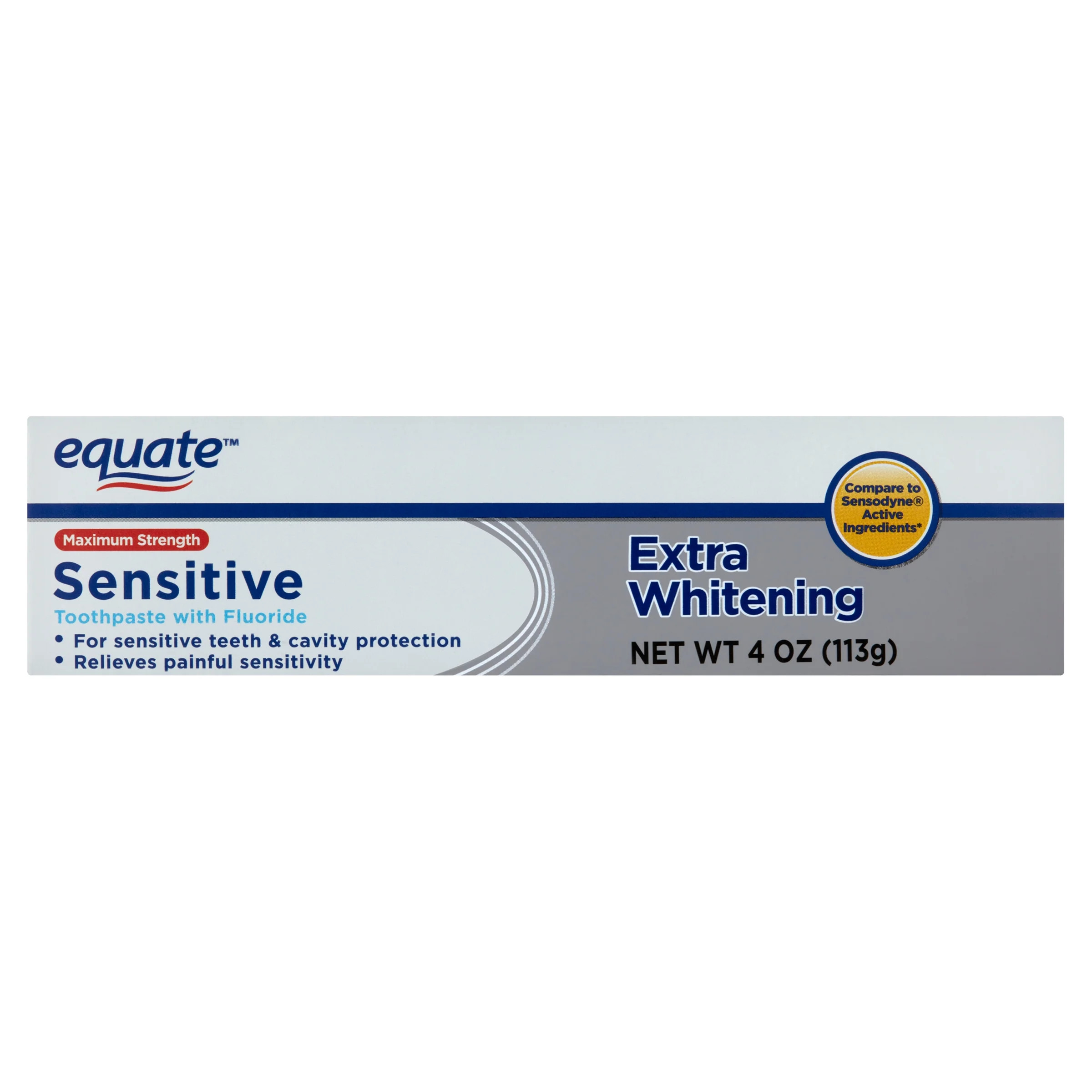 Equate Maximum Strength Sensitive Extra Whitening Toothpaste with Fluoride, 4 oz - Walmart.com | Walmart (US)