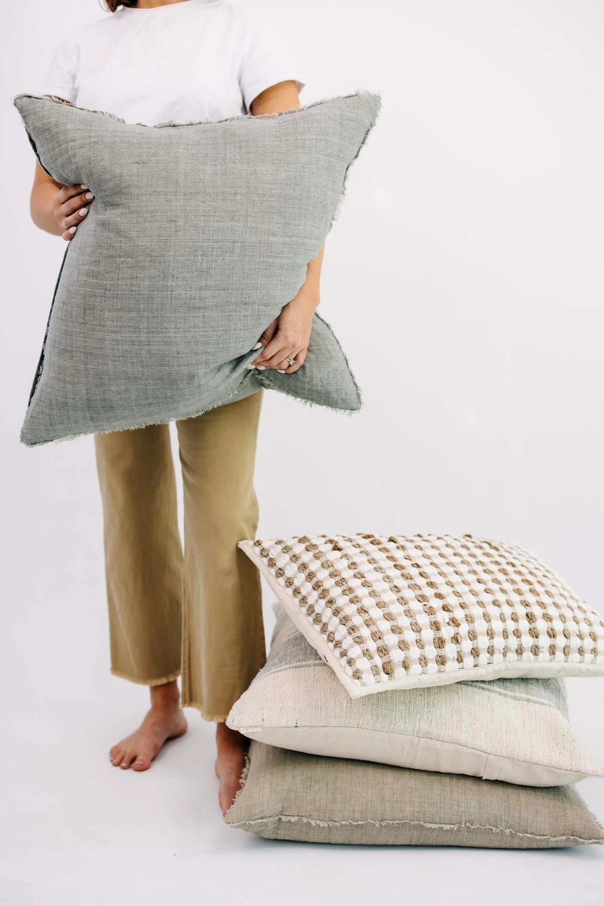 Fabiana Linen Pillow - Warm Grey | THELIFESTYLEDCO