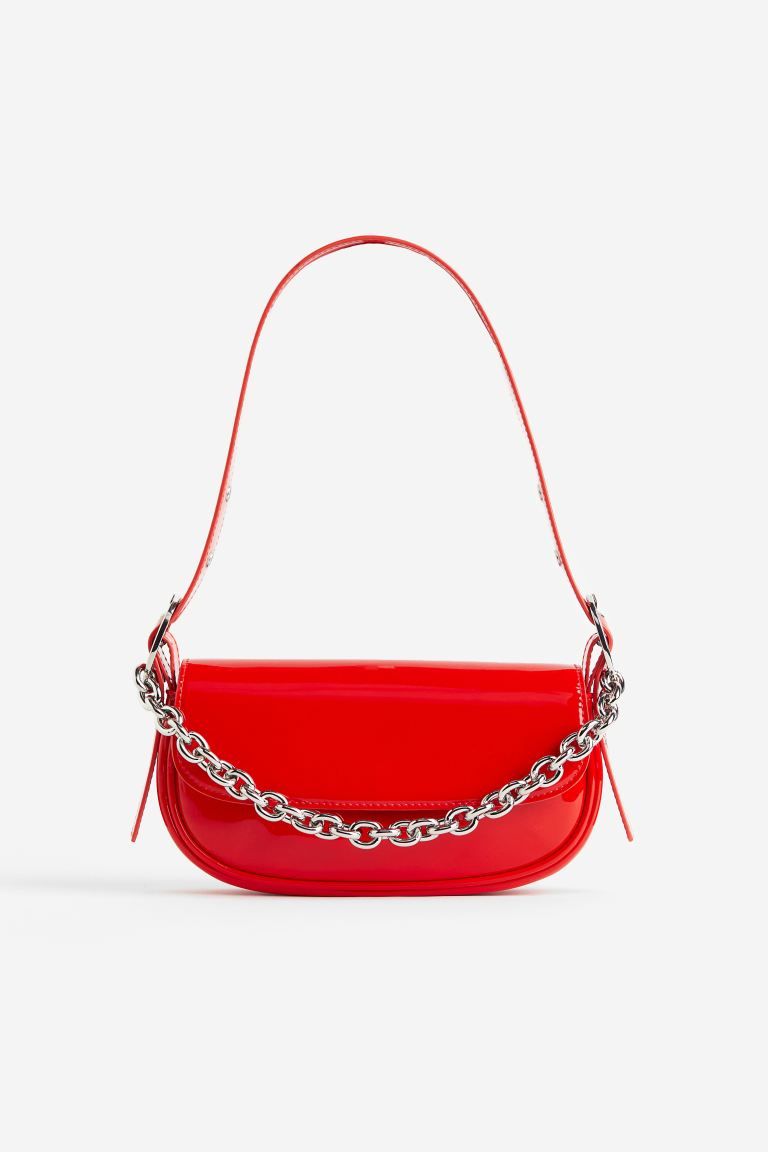 Chain-detail coated shoulder bag - Red - Ladies | H&M GB | H&M (UK, MY, IN, SG, PH, TW, HK)
