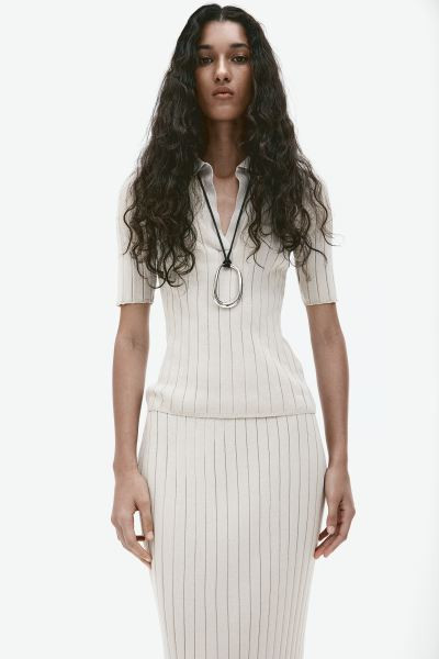 Rib-knit collared top | H&M (UK, MY, IN, SG, PH, TW, HK)