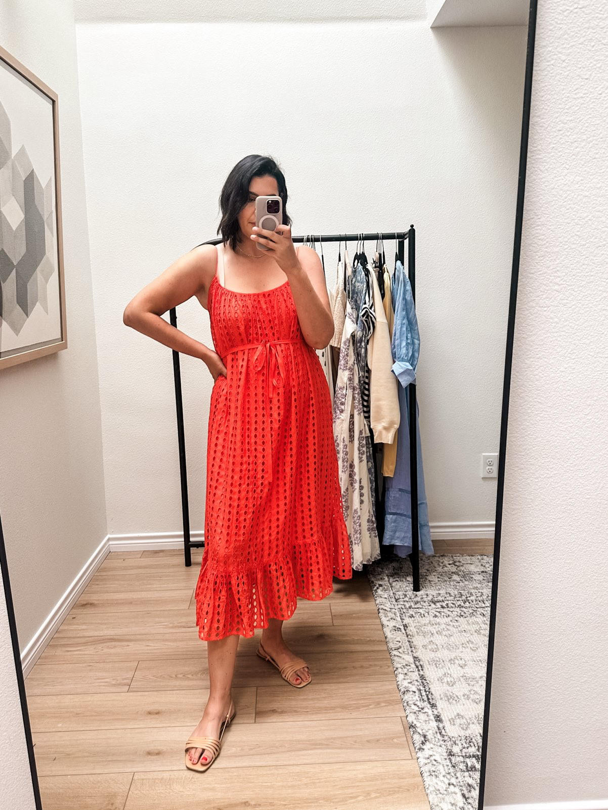Another one on sale! Now this dress runs very generously. I have the medium and it’s loose on me. The straps ARE adjustable so that helps and you can belt this dress or leave it loose. It’s a gorgeous poppy color and it’s fully lined as well, so no peeking in. Definitely a dressier dress, more so than an everyday casual dress if you have an event you are going to this summer!  

 #LTKOver40 #LTKSaleAlert #LTKMidsize