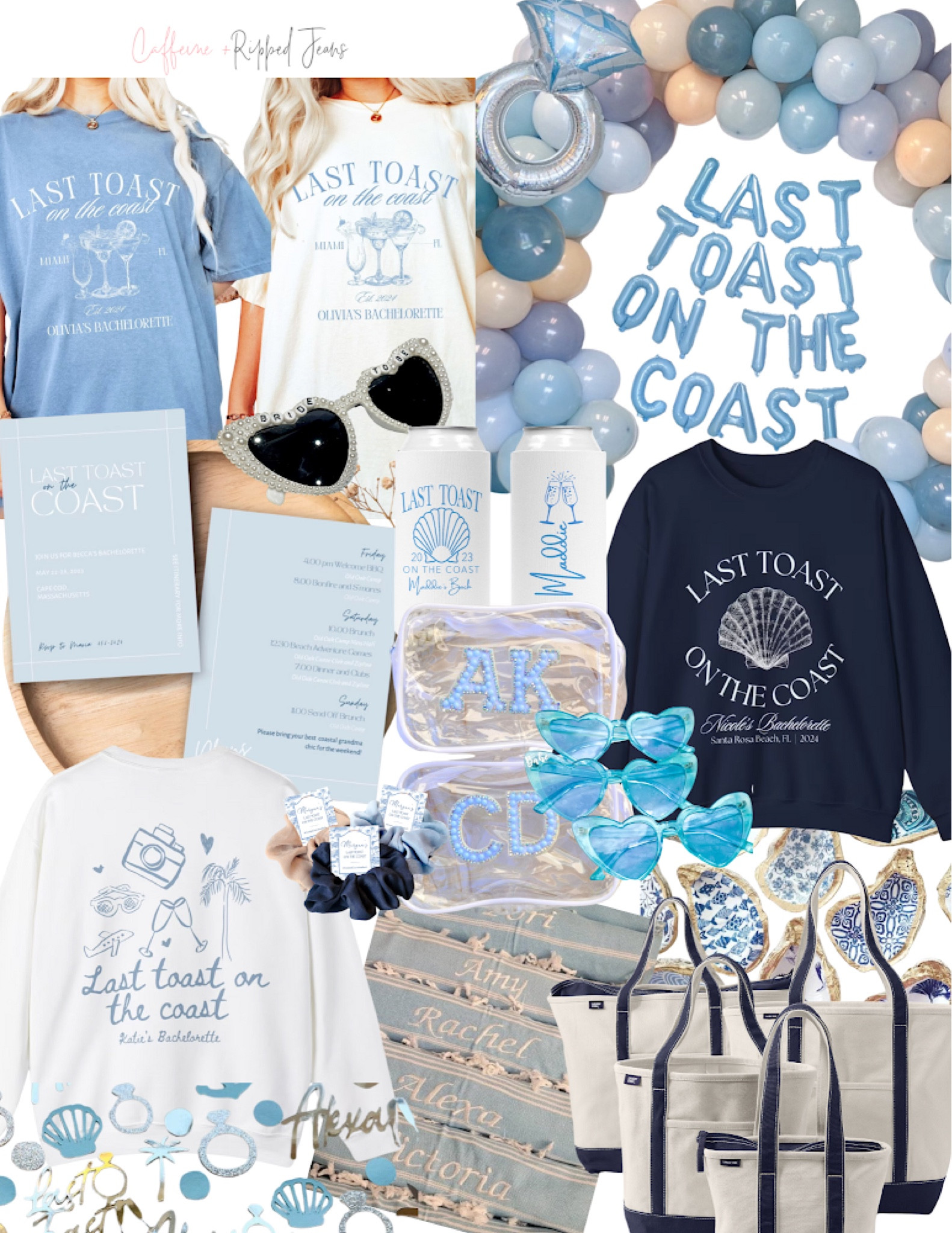 // last toast on the coast bachelorette theme // bachelorette theme // bachelorette party theme // bachelorette party // beach bachelorette trip // beach bachelorette // 

#LTKwedding #LTKstyletip #LTKfindsunder50