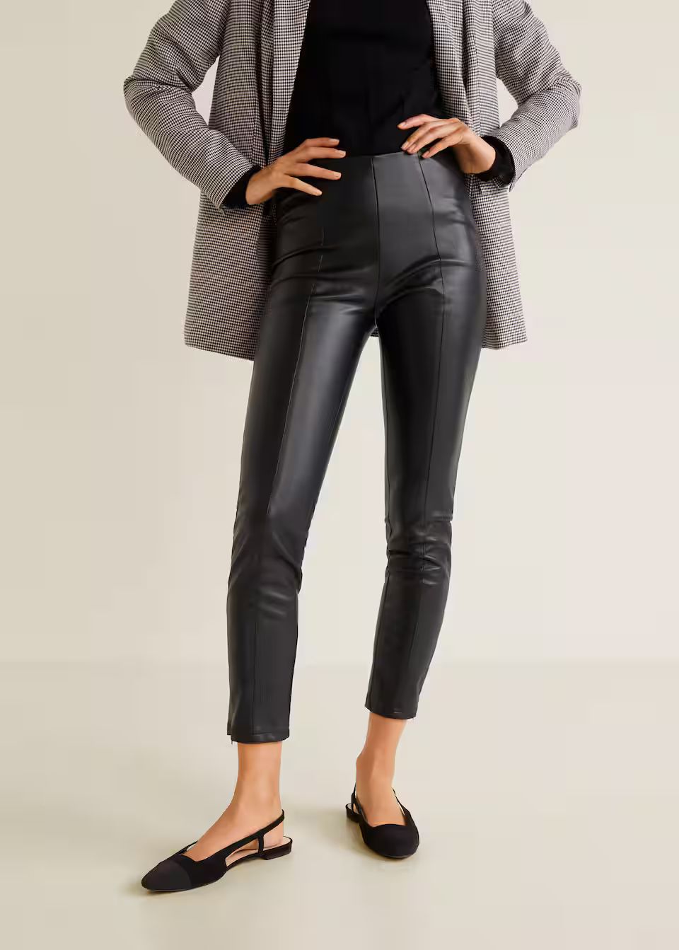 Seam-detail slim-fit trousers - Women | MANGO (US)