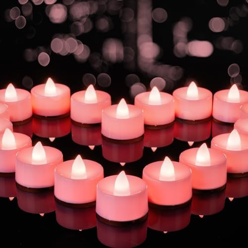 BEICHI Flameless Candles, 24-Pack LED Tea Lights Candles Battery Operated, Electric Fake Tealight Candle, Votive Candle Bulk for Wedding, Party, Home Decor (Pink Candles) | Amazon (US)