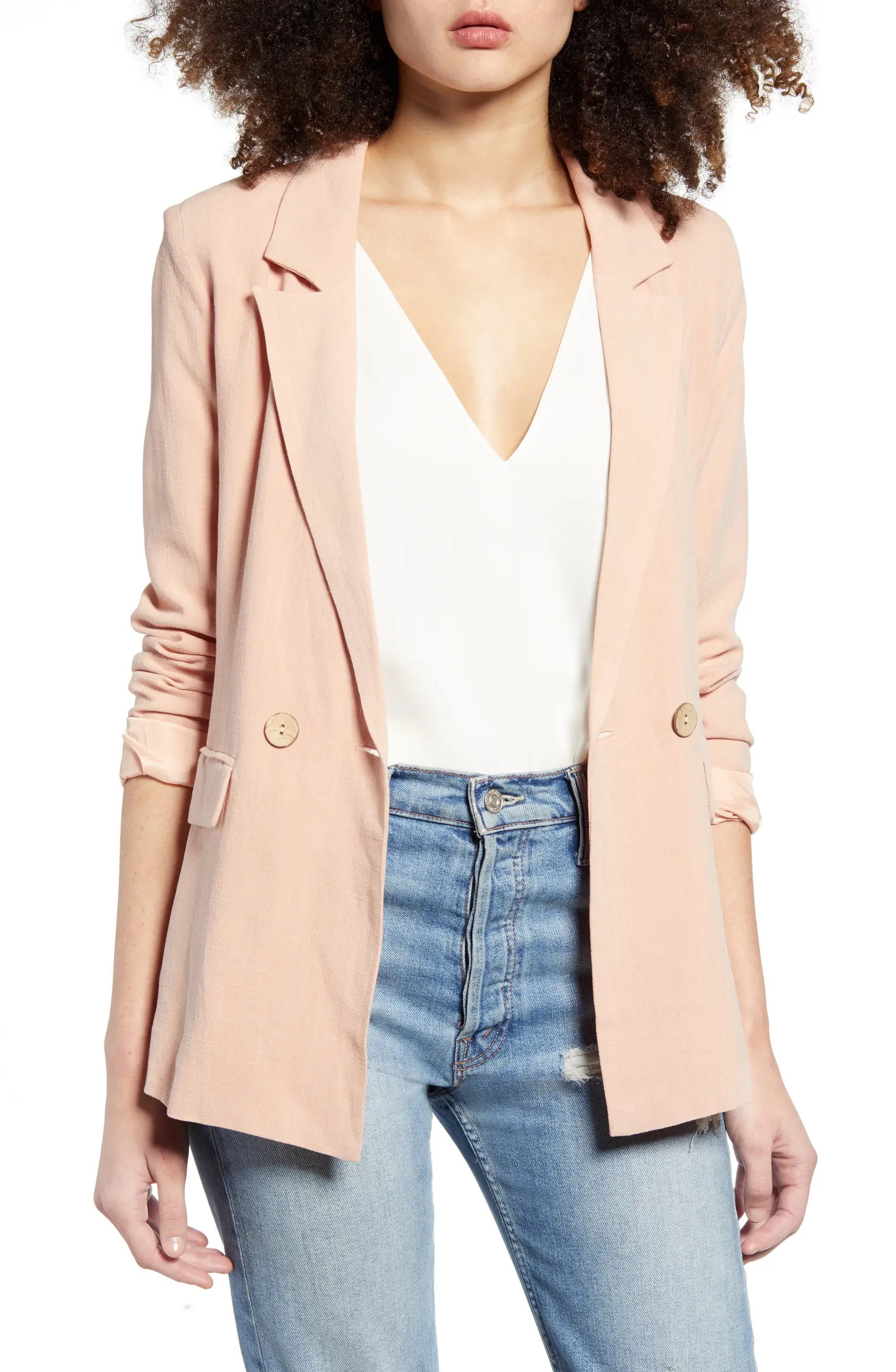 Double Breasted Linen Blend Jacket | Nordstrom