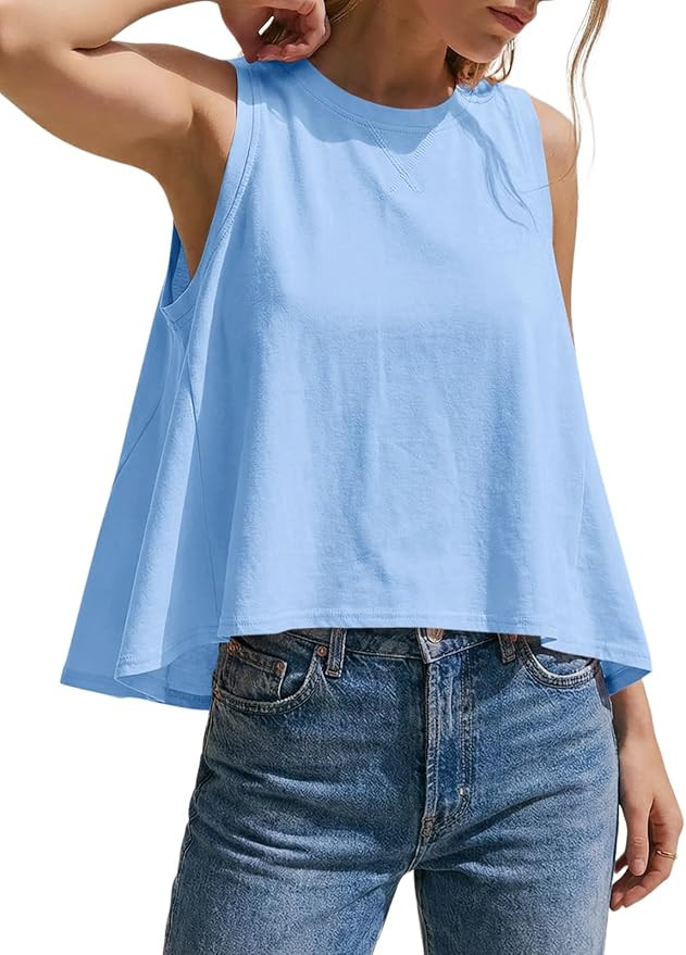 Cicy Bell Womens Summer Flowy Tank Tops Sleeveless Crew Neck Trendy Casual Shirts Loose Fit Swing... | Amazon (US)