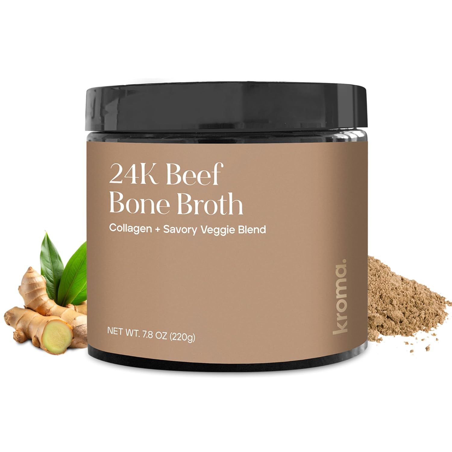 Kroma 24K Beef Bone Broth Powder, 10 Servings Jar, 7 oz | Amazon (US)