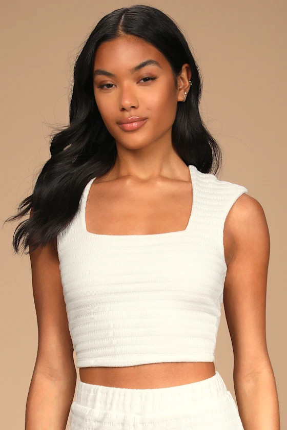Blissful Beginnings White Square Neck Crop Top | Lulus (US)