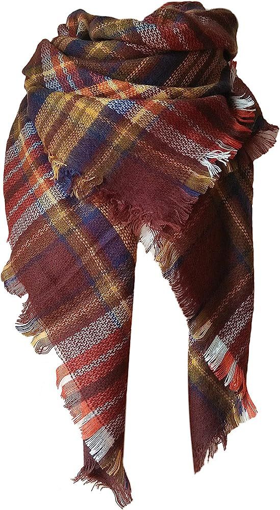 Plaid Blanket Scarf Winter Fall Scarfs for Women, Warm Soft Chunky Oversized Tartan Shawls Wraps ... | Amazon (US)