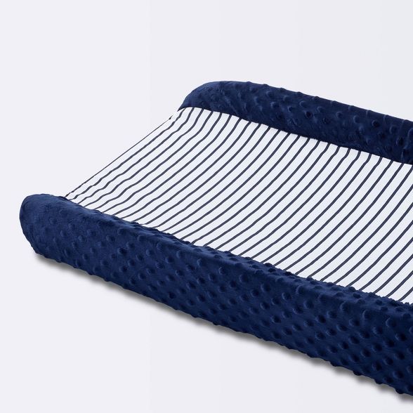 Wipeable Changing Pad Cover with Plush Sides Stripes - Cloud Island&#8482; Navy | Target
