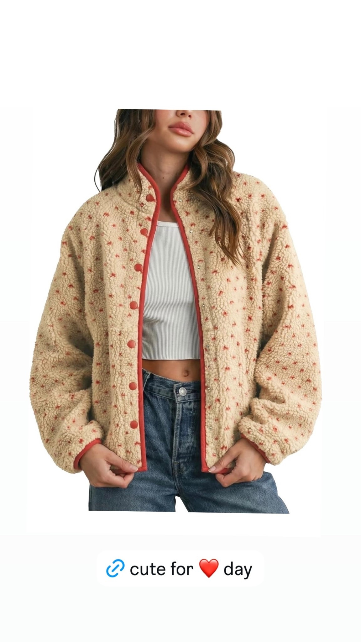 The cutest Sherpa snap jacket for Valentine’s Day!

#LTKSeasonal #LTKOver40