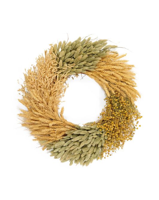 22in Natural Dried Oat Wheat Flax Wreath | TJ Maxx