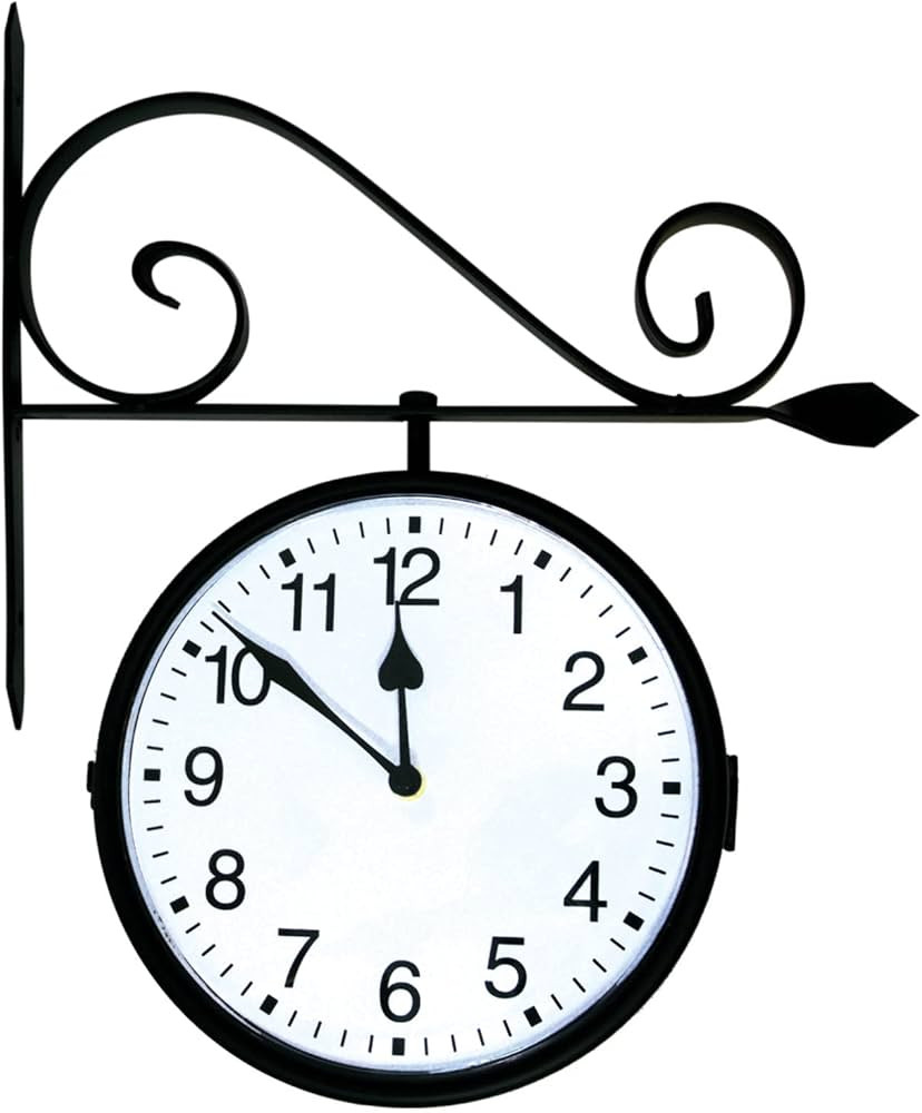 Poolmaster 52608 Dual Sided Hanging Indoor Clock or Outdoor Clock, Black Medium | Amazon (US)