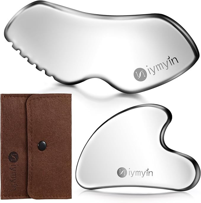 2 Pcs Stainless Steel Gua Sha Facial Tools Set, Face and Body Skin Massage, Scraping Tools for Ja... | Amazon (US)